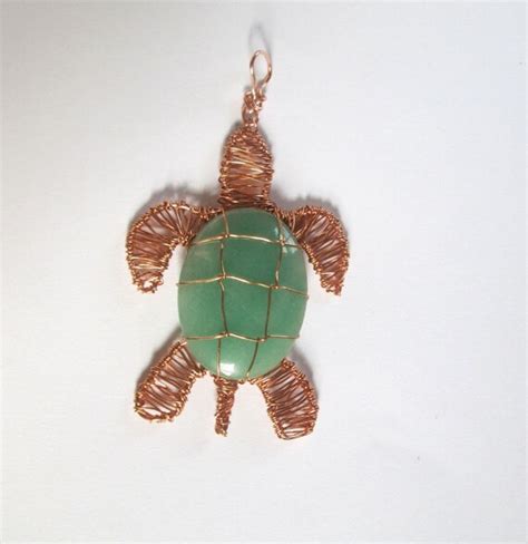Aventurine Wire Wrapped Turtle Pendant