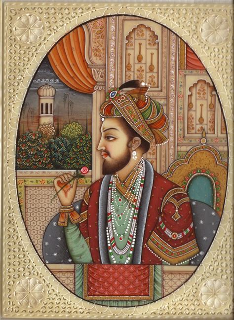 Shah Jahan Mumtaz Mahal Mughal Painting Handpainted Moghul Empire