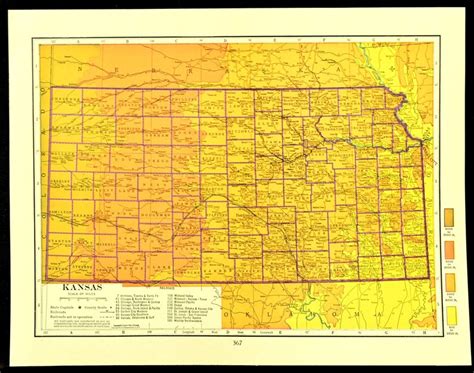 Kansas Map Of Kansas Wall Art Decor Topographic Map Colorful Etsy