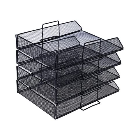 Metal Mesh 4 Tier Stackable Letter Document Tray Desk File Organizer Stackable Letter Trays