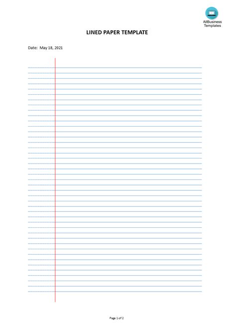 Ruled Paper Template Word