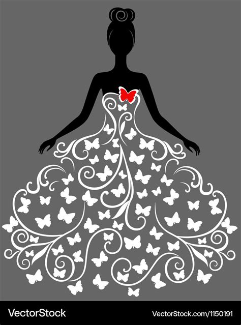 Silhouette Of Young Woman In Dress Royalty Free Vector Image