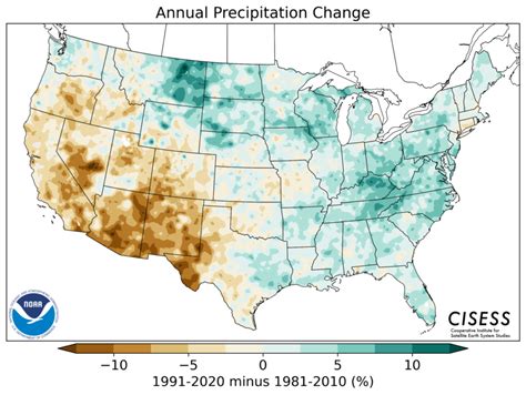 Us Map Of Annual Precipitation Change In Normals Mountainwave Weather