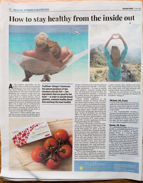 Mail On Sunday ‘holiday Body Advertorial Fruitflow And Omega 3