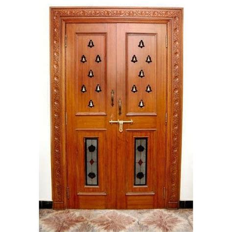 Teak Wood Pooja Room Door Designs With Bells And Glass Home Design Info