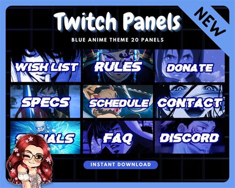 Blue Lofi Anime Twitch Panels X Panels Etsy