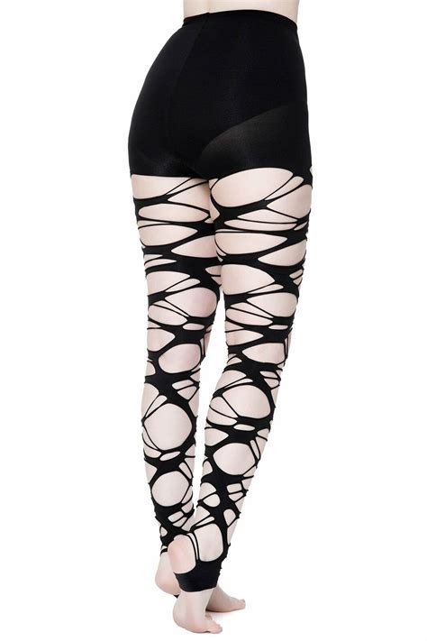 Killstar Carved Up Slashed Punk Goth Sexy Ripped Stockings Tights