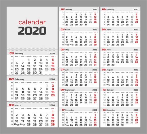 793quarterly Calendar 2020 Stock Illustration Illustration Of Month