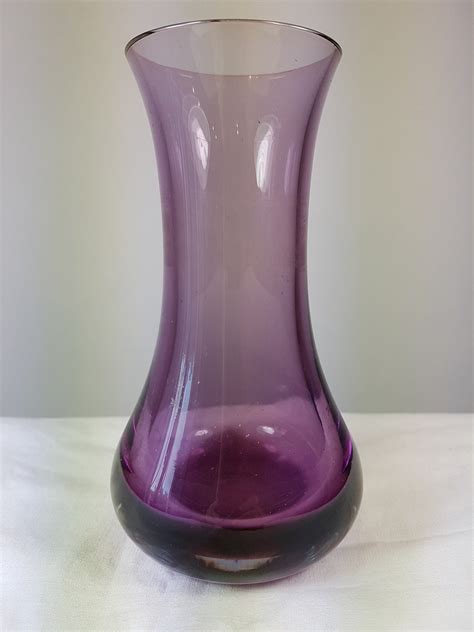 Vintage Purple Amethyst Glass Flower Vase Modernist 1960 S Etsy