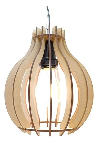 Lustre Luminária Pendente De Madeira Mdf Mod Bali Cru Parcelamento