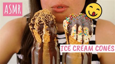 Asmr Eating Salted Caramel Ice Cream Cones With Crunchy Toppings Lip Smacking No Talking