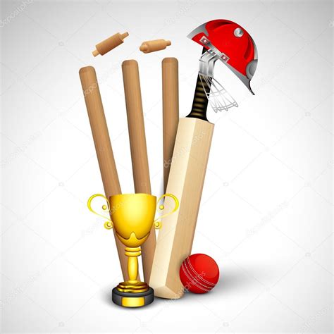Abstract Sports Concept With Cricket Ball On Wicket Stumps — Stock