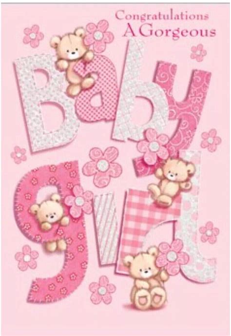 New Born Baby Girl~birth Card~congratulations Baby Joy By Simon Elvin
