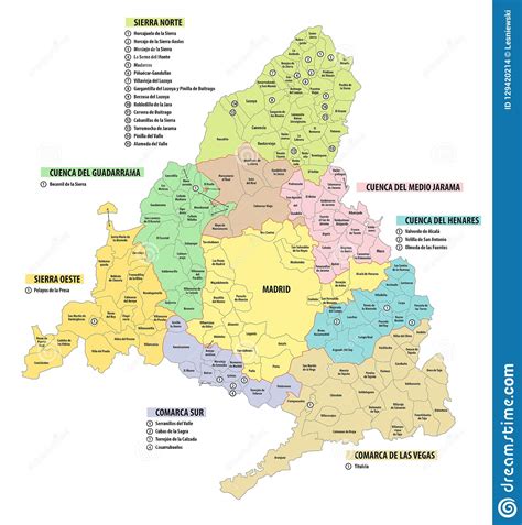 Gemeinschaft Verwaltungs- Und Politischer Vektorkarte Madrids Stock Abbildung - Illustration von ...