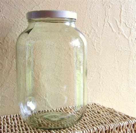 Large Vintage Glass Jar With White Metal Lid By Shabbynchic 20 00 Large Glass Jars Clear