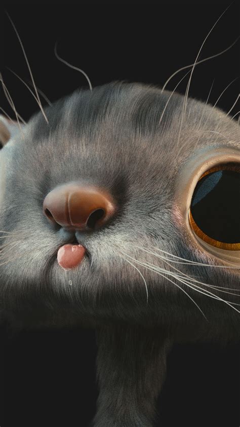 3d Cartoon Cat With Big Eyes Backiee