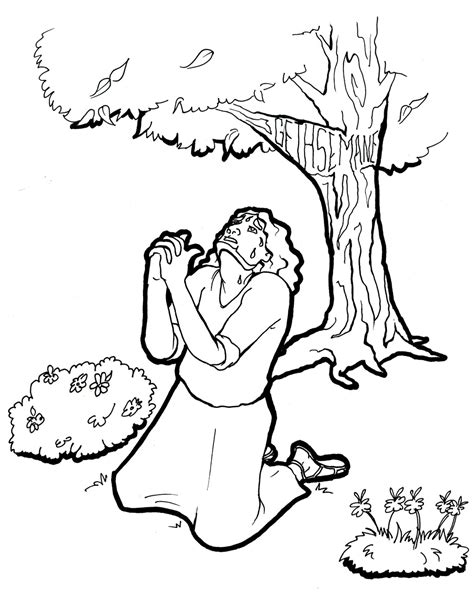Jesus Prays In The Garden Coloring Page