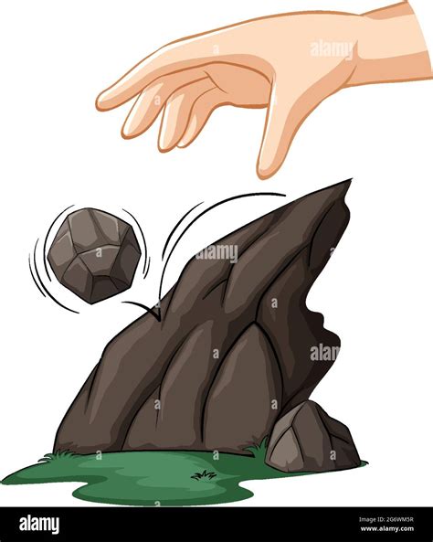 Hand Dropping Stone For Gravity Experiment Illustration Stock Vector