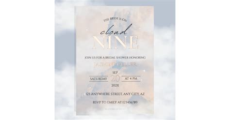 Shes On Cloud 9 Rose Gold Elegant Bridal Shower Foil Invitation Zazzle