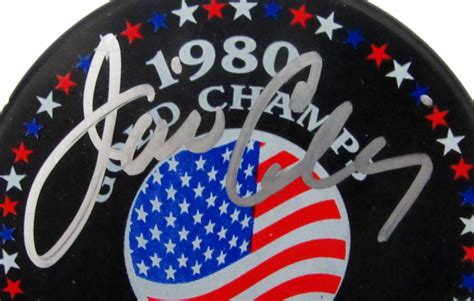 Jim Craig Signed Team Usa 1980 Miracle On Ice Logo Hockey Puck Psa Coa