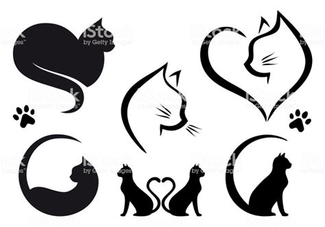 Cat logo designs with heart, set of vector graphic design elements | Cat logo design, Cat ...