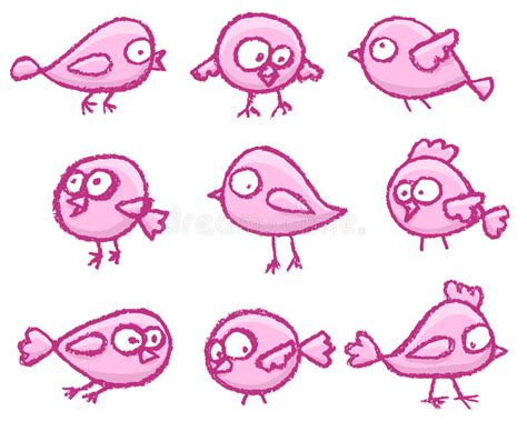 Little Cute Cartoon Flying Birds Set Stock Illustrations 338 Little
