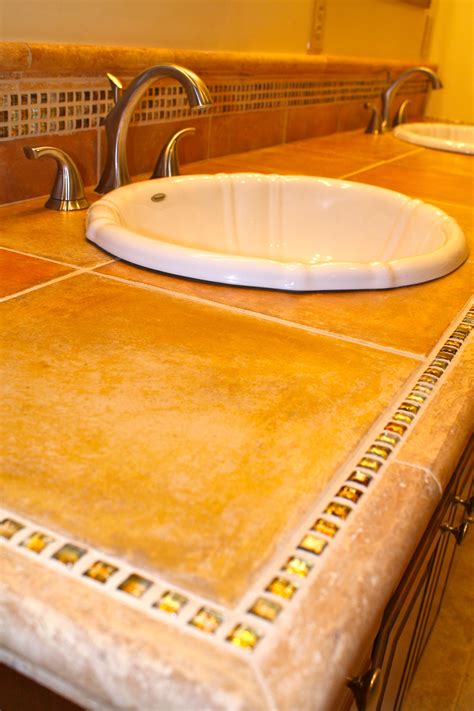 Tile Countertop Bathroom Design In 2019 Tile Countertops House