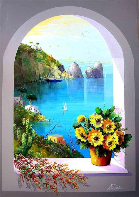 Coastal Landscape Painting Capri Rz14 By Roberto Zaccardelli Nature