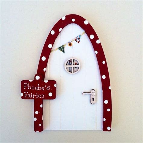 Personalised Fairy Door Red And White Toadstool Fairy Door Magical