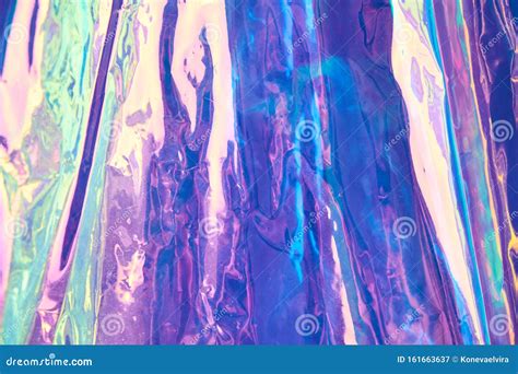 Real Hologram Background Of Wrinkled Abstract Foil Texture With