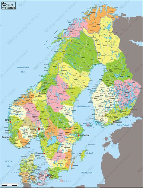 Detailed Map Of Scandinavian Countries