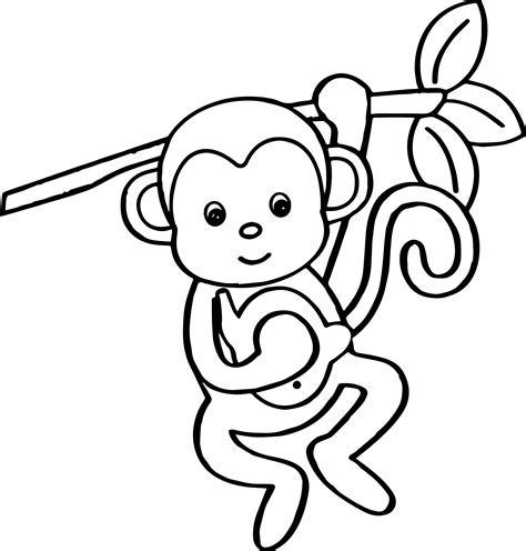 Cartoon Animals Kids Monkey Coloring Page