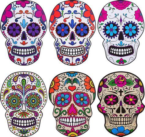 Zonon 30 Pieces Sugar Skull Decor Halloween Day Of The Dead Sugar Skulls Colorful