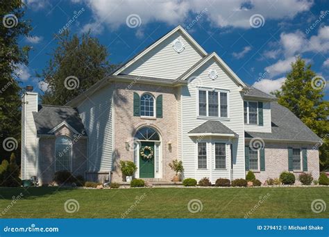 New Home Stock Photo Image Of Building Lawn White Green 279412