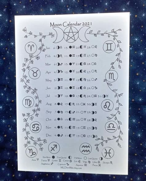 Printable Moon And Zodiac Calendar 2021 Moon Phase Example Calendar