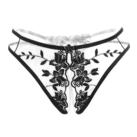 rpvati women s sexy lace open crotch floral hollow out see through underwear thong