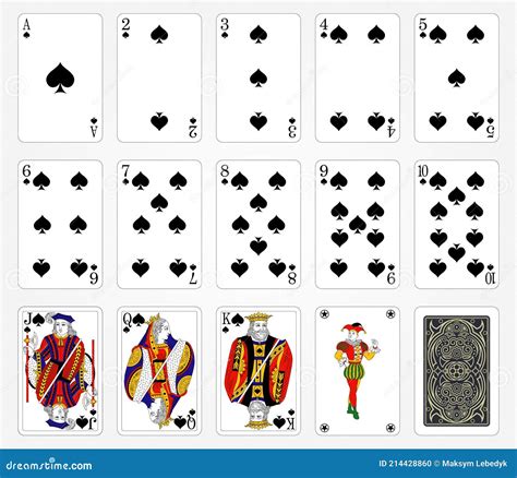Playing Cards Of Spades Suit On A White Background Vector Illustration