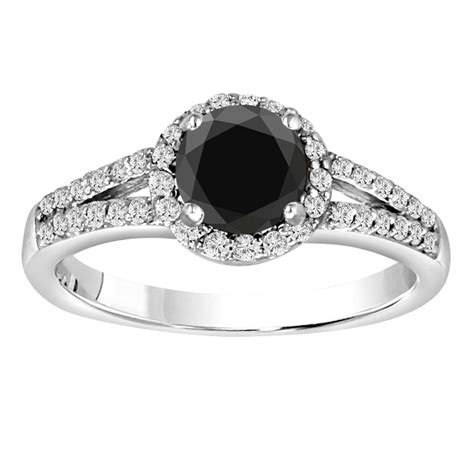 Black And White Diamond Engagement Ring Black And White Diamond Halo