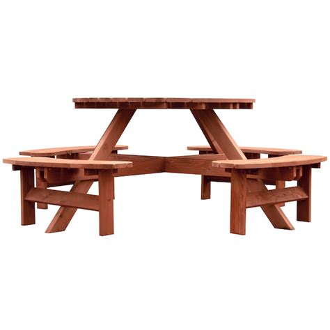 Leisure Season 36 In Brown Cedar Round Picnic Table In The Picnic Tables Department At
