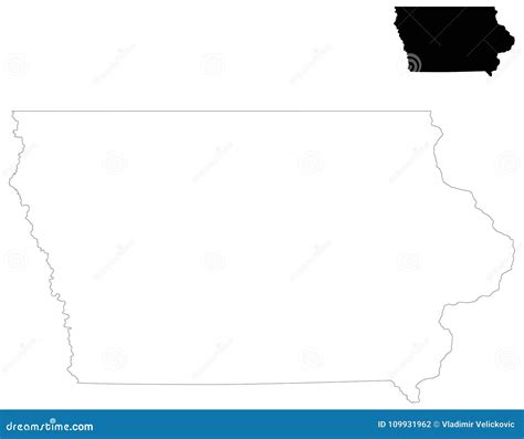 Iowa Map State In The Midwestern Region Of The United States Stock