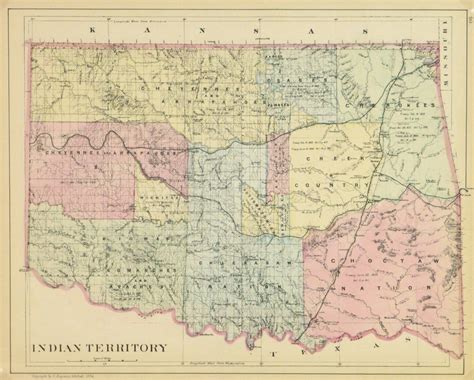 Map Oklahoma Indian Territory 1884