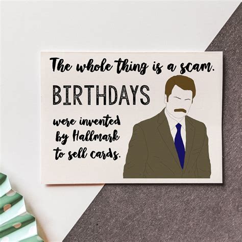 Parks And Rec Ron Swanson Birthday Card Funny Birthday Etsy