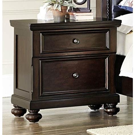 2 Drawers Wooden Night Stand With Bun Feet In Dark Brown