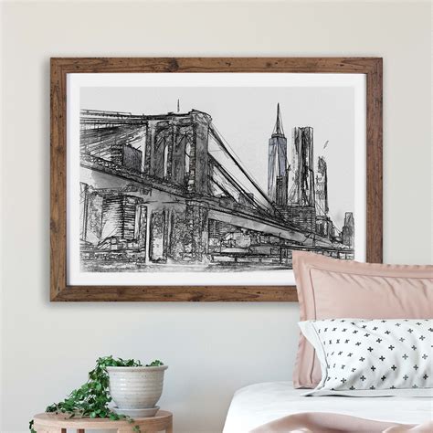 Brooklyn Bridge In New York In Abstract Skyline Wall Art Framed Picture