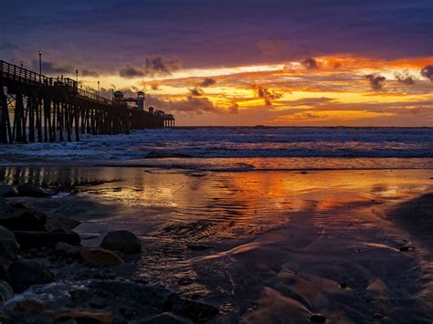 Sunset Oceanside Coastal City In California Known By ...