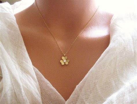 Sweet Pea Necklace Flower T Gold Plated Charm Zirconia Etsy