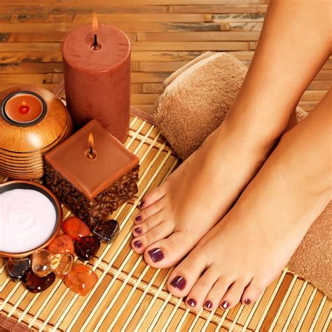 free photo closeup photo of a female feet at spa salon on pedicure procedure soft focus image