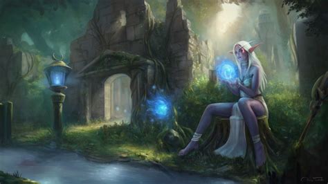 Wow Art Elf Girl World Of Warcraft P Forest Warcraft HD Wallpaper