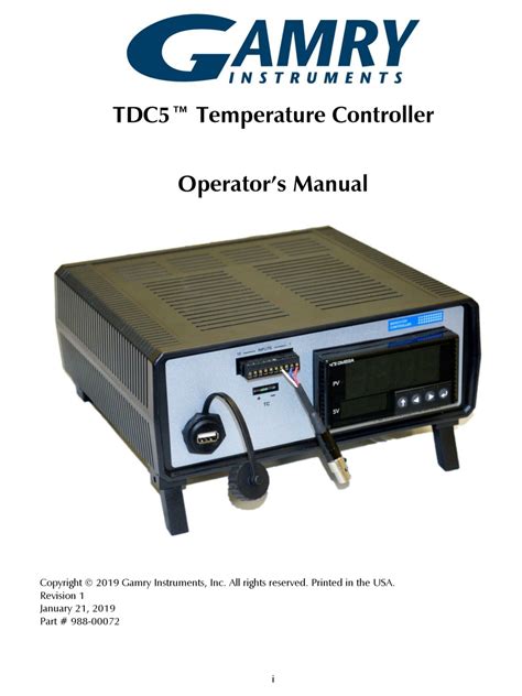 Gamry Tdc5 Operators Manual Pdf Download Manualslib