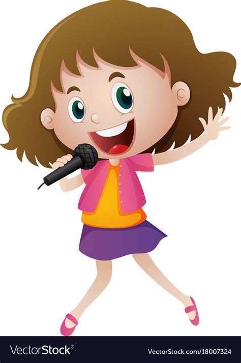 Little Girl Singing With Microphone Royalty Free Vector